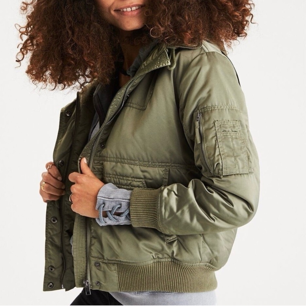 Olive Green Women's Bomber Jacket